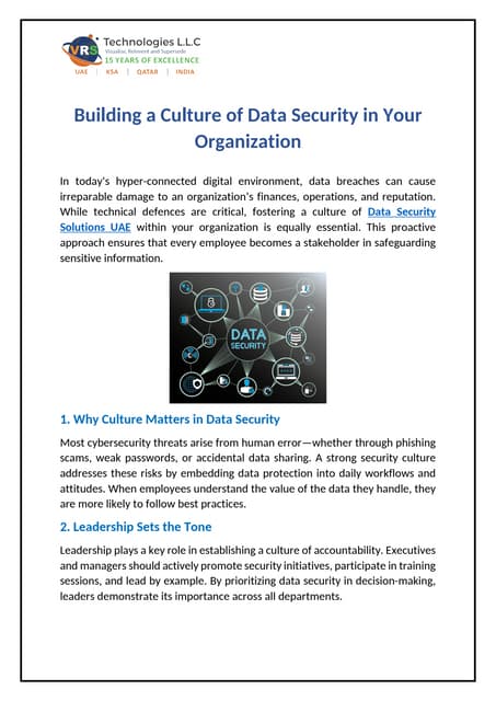 Building a Culture of Data Security in Your Organization | PDF