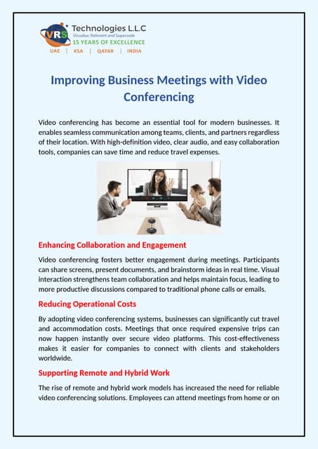 Improving Business Meetings with Video Conferencing | PDF