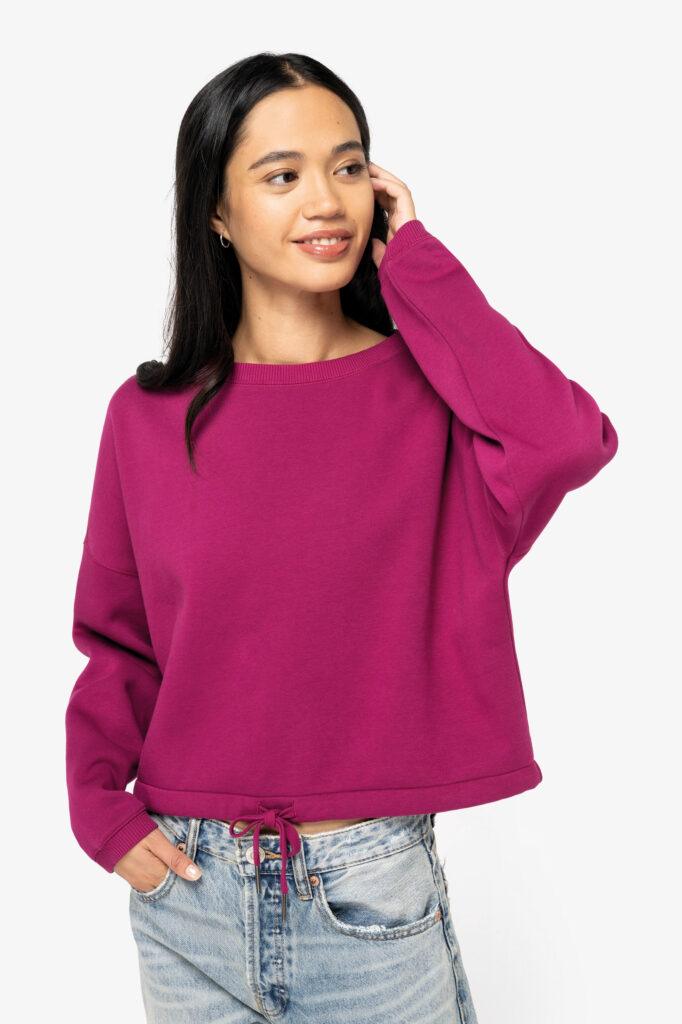 Ladies’ Oversize Cropped Round Neck Sweatshirt