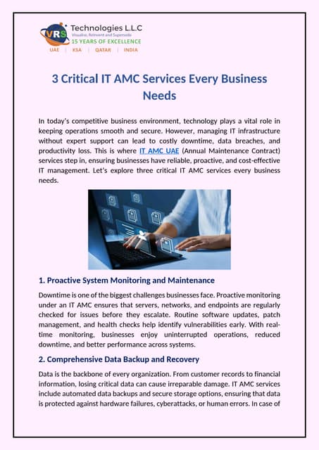 3 Critical IT AMC Services Every Business Needs | PDF