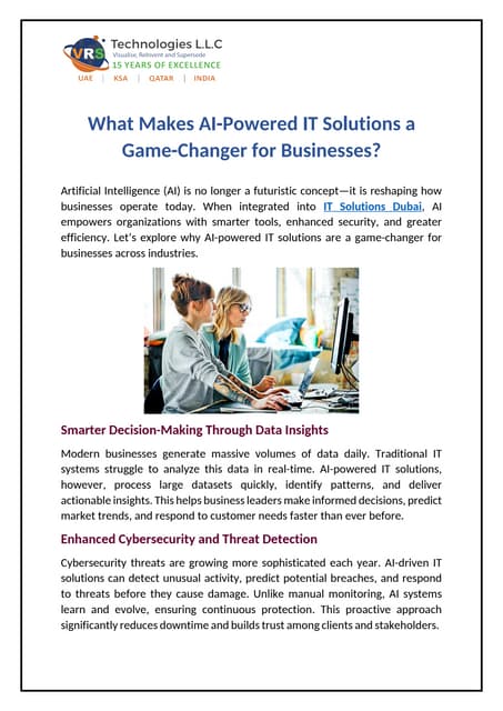 What Makes AI-Powered IT Solutions a Game-Changer for Businesses? | PDF