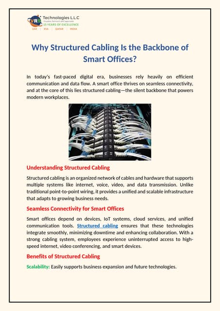 Why Structured Cabling Is the Backbone of Smart Offices? | PDF