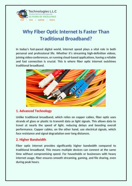Why Fiber Optic Internet Is Faster Than Traditional Broadband? | PDF