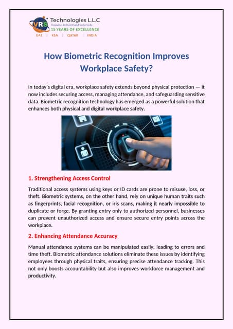 How Biometric Recognition Improves Workplace Safety? | PDF