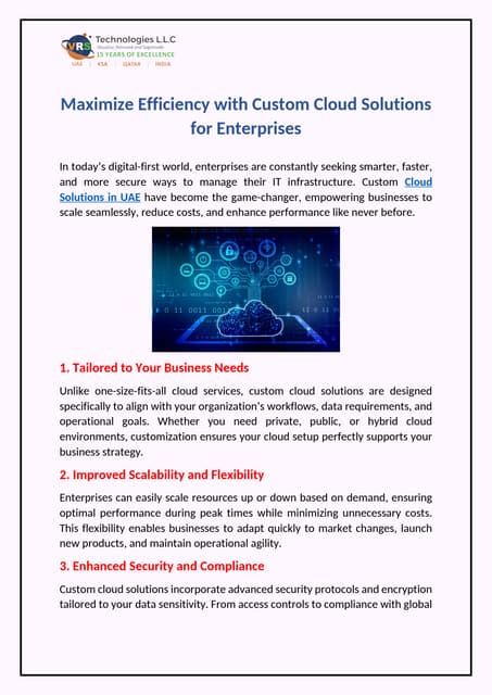 Maximize Efficiency with Custom Cloud Solutions for Enterprises | PDF