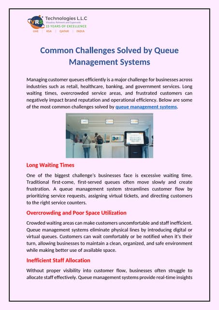 Common Challenges Solved by Queue Management Systems | PDF