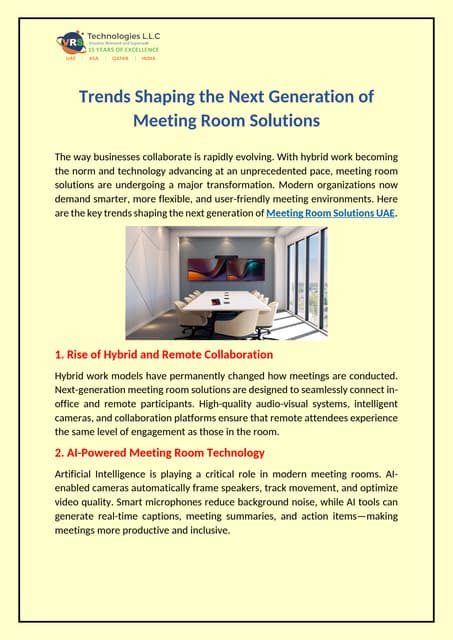 Trends Shaping the Next Generation of Meeting Room Solutions | PDF