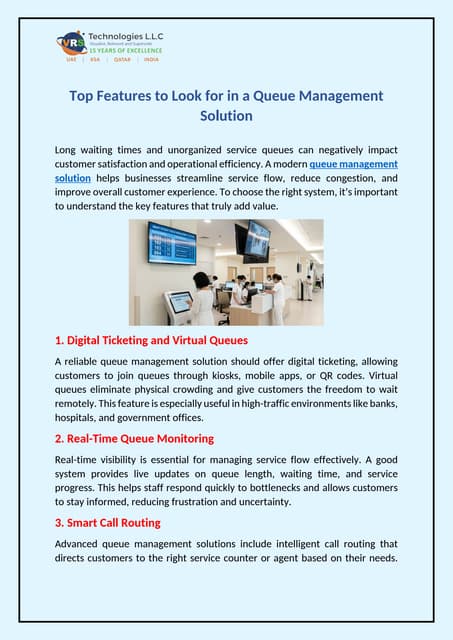 Top Features to Look for in a Queue Management Solution | PDF