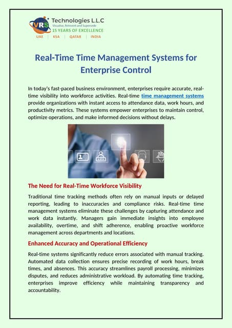 Real-Time Time Management Systems for Enterprise Control | PDF