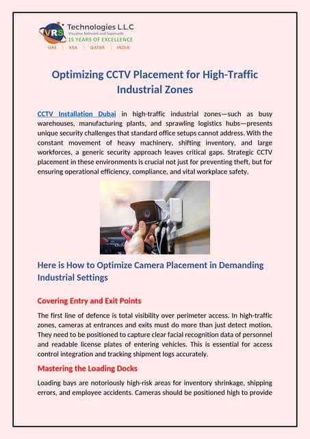 Optimizing CCTV Placement for High-Traffic Industrial Zones | PDF