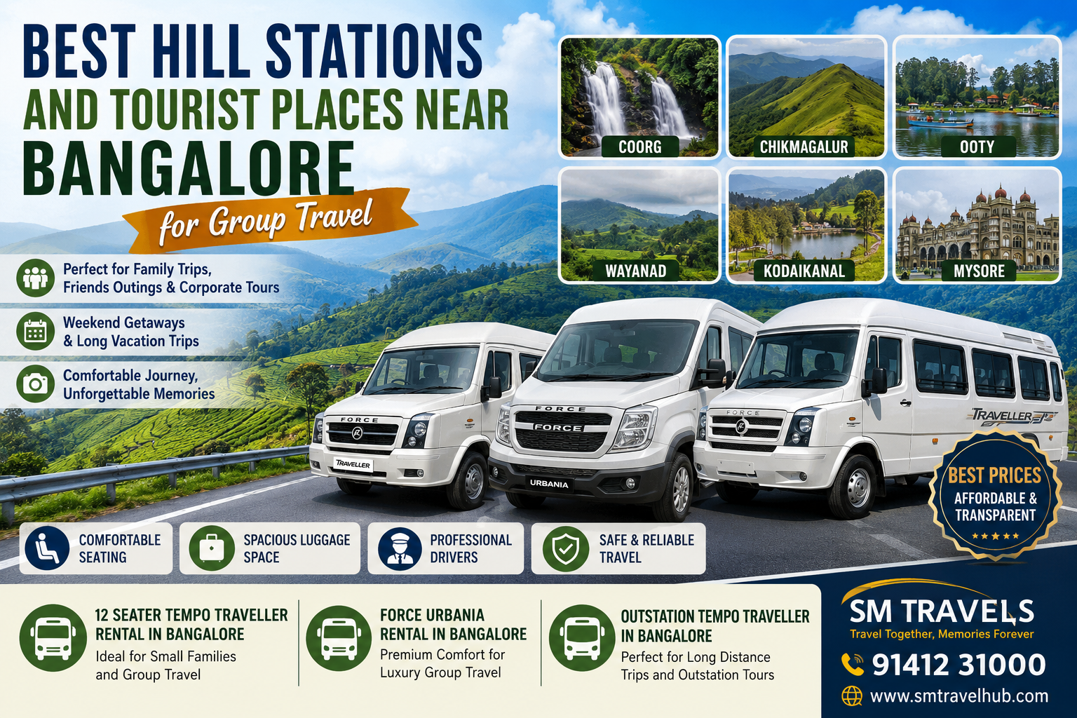  Best Hill Stations and Tourist Places Near Bangalore for Group Travel – S M Travels Hub
