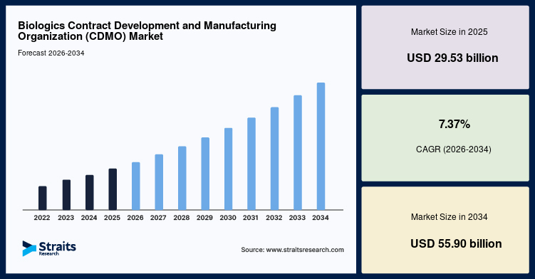 Biologics Contract Development and Manufacturing Organization (CDMO) Market Size, Share & Growth Graph by 2034