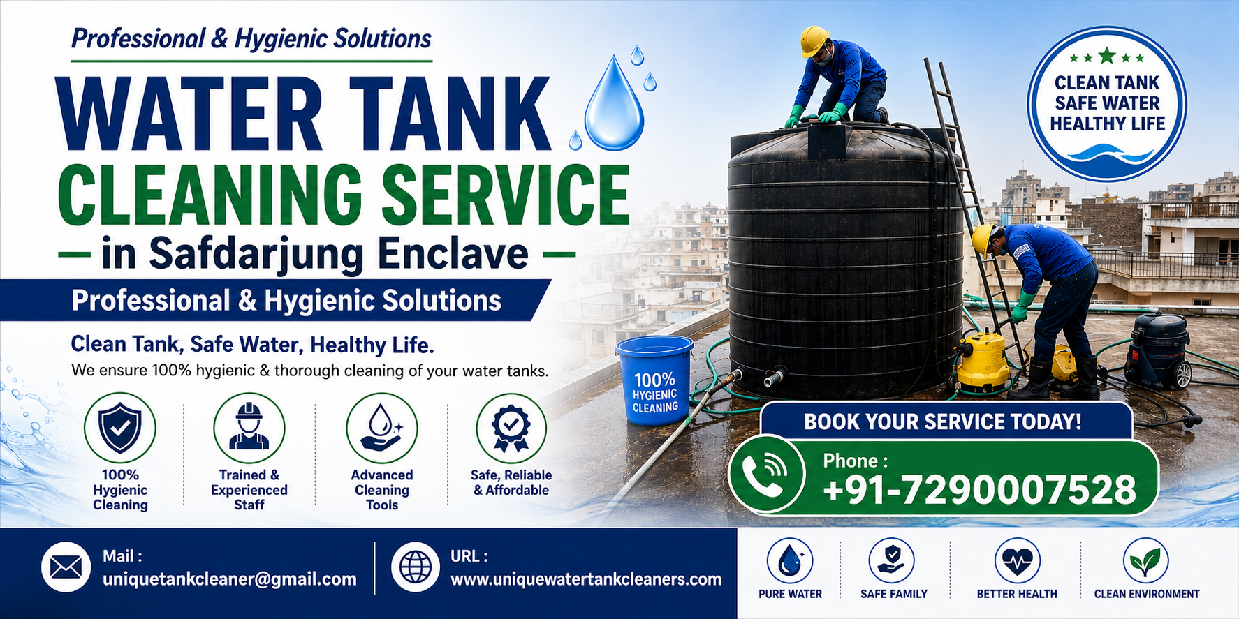 Water Tank Cleaning Service in Safdarjung Enclave – Professional & Hygienic Solutions - CQC Investigations